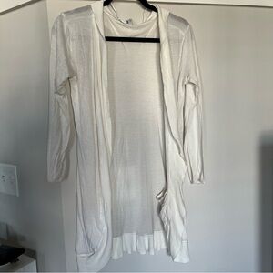 Women’s White Long Open Front Cardigan Size XS